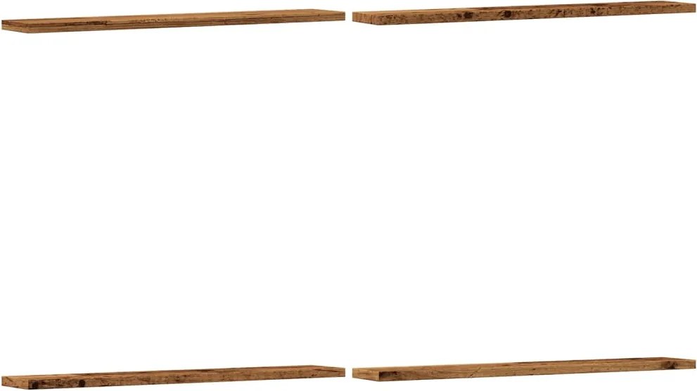 vidaXL 4 db antik fa színű szerelt fa fali polc 60 x 20 x 1,5 cm