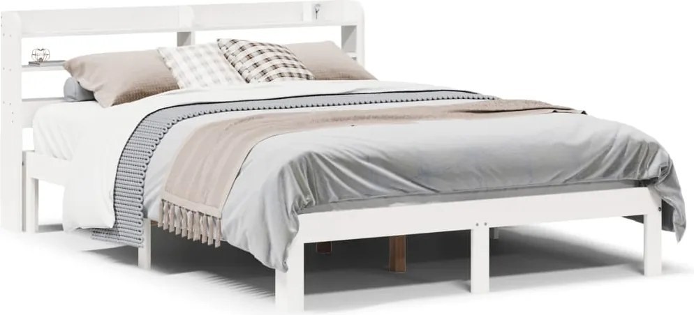 vidaXL fehér ágykeret fejtámlával matrac nélkül 140x190 cm