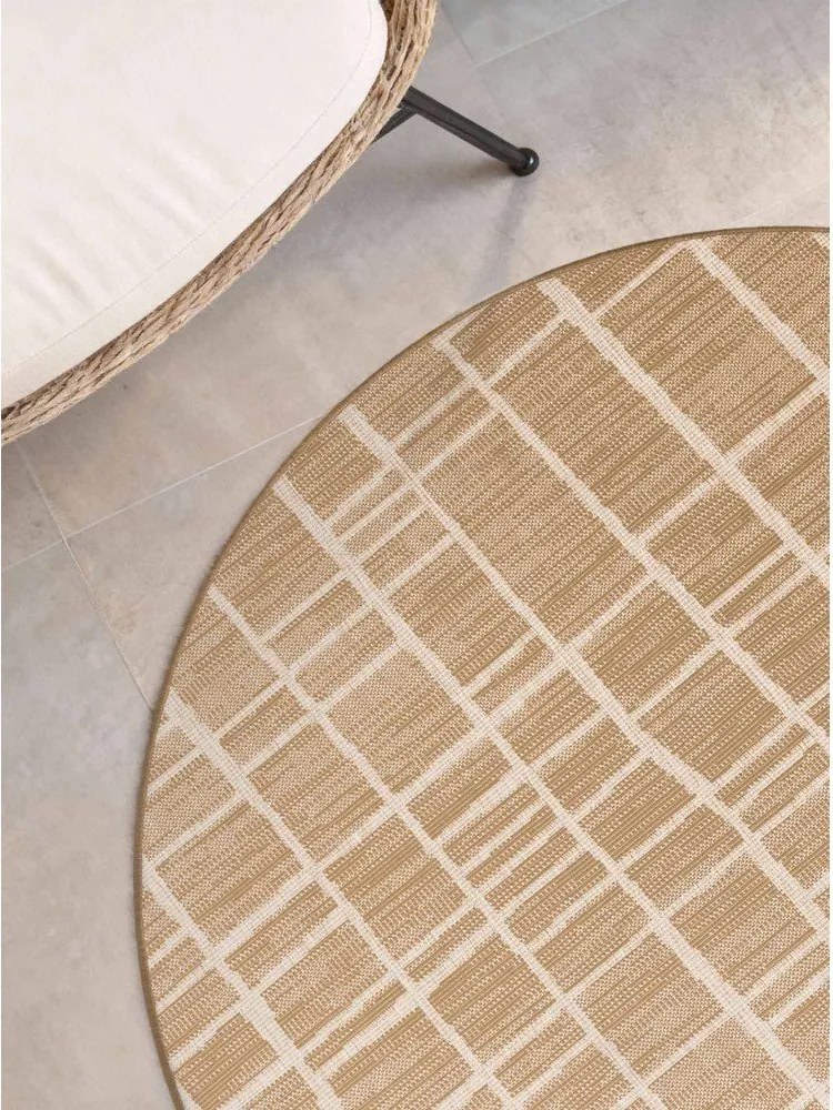 Krémszínű-natúr színű kerek kültéri-beltéri szőnyeg ø 160 cm Haringey Crouch – Ted Baker