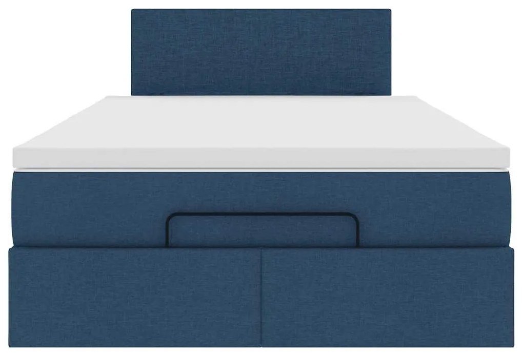 kék szövet ottomán ágy matraccal &amp; LED-ek 120x190cm