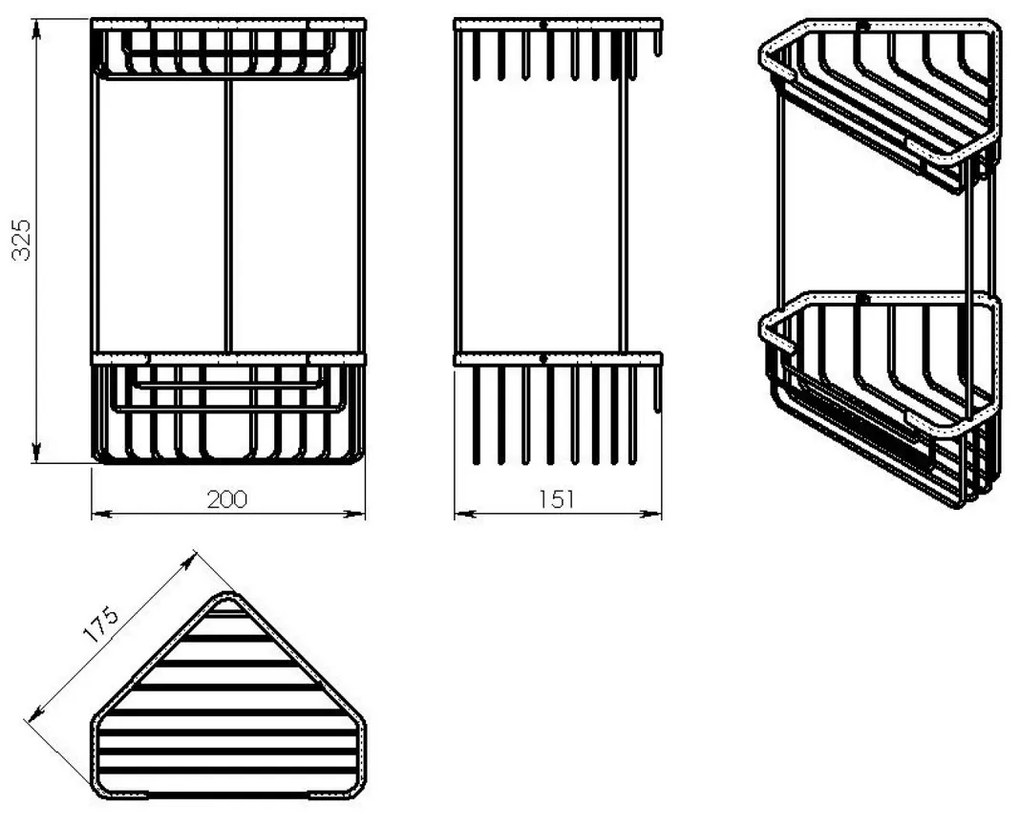 GEDY 2482 Smart kétszintes sarokpolc 20 x 32,5 x 15,1 cm, ezüst