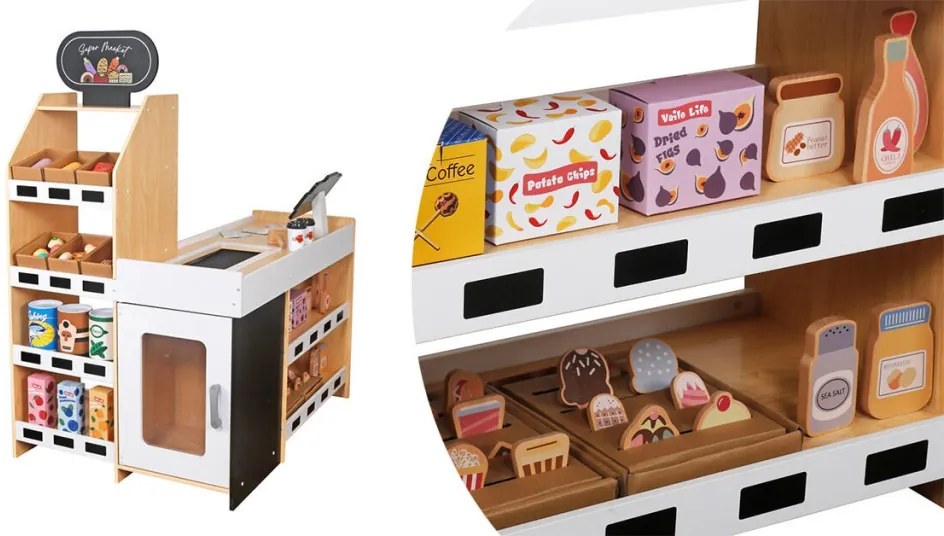 Játék fa szupermarket kiegészítőkkel