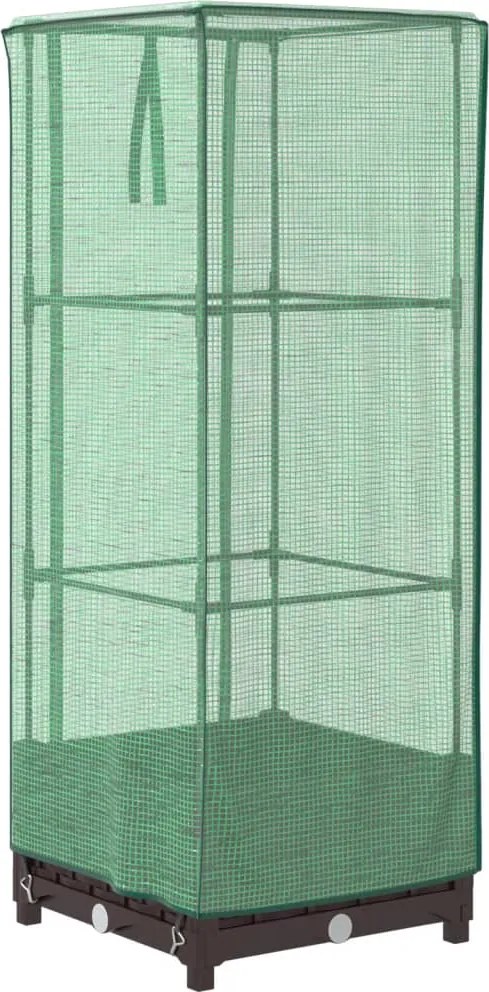 vidaXL rattan megjelenésű magaságyás melegháztakaróval 40x40x123 cm