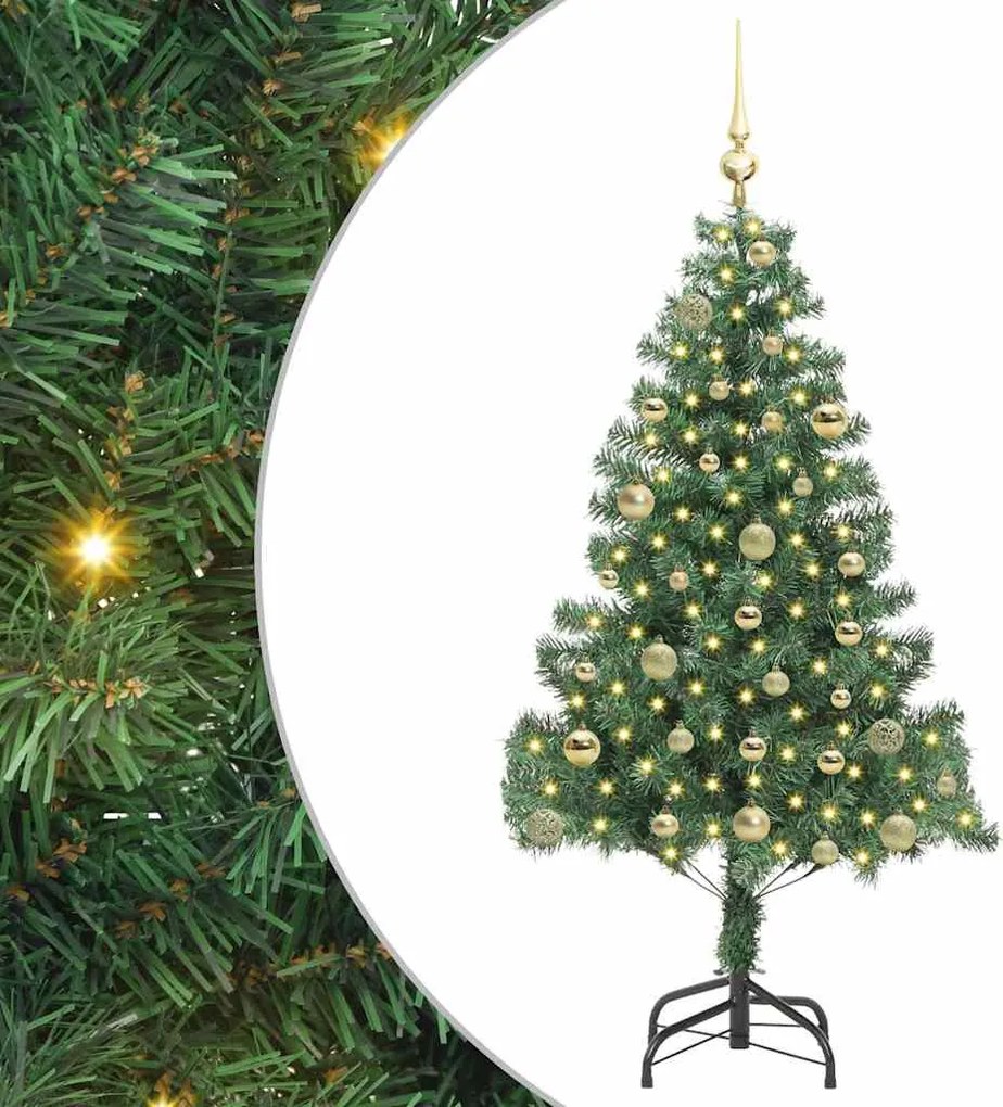 vidaXL Karácsonyfa 150 LED-del állvánnyal Zöld 150 cm PVC