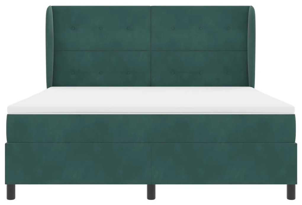 Boxspring Ágy Matraccal Sötétzöld 180x200 cm Bársonyos