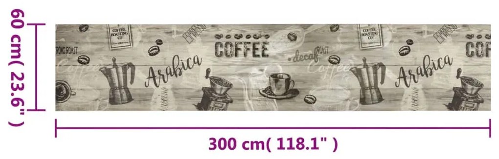 szürke mosható coffee feliratos bársony konyhaszőnyeg 60x300 cm