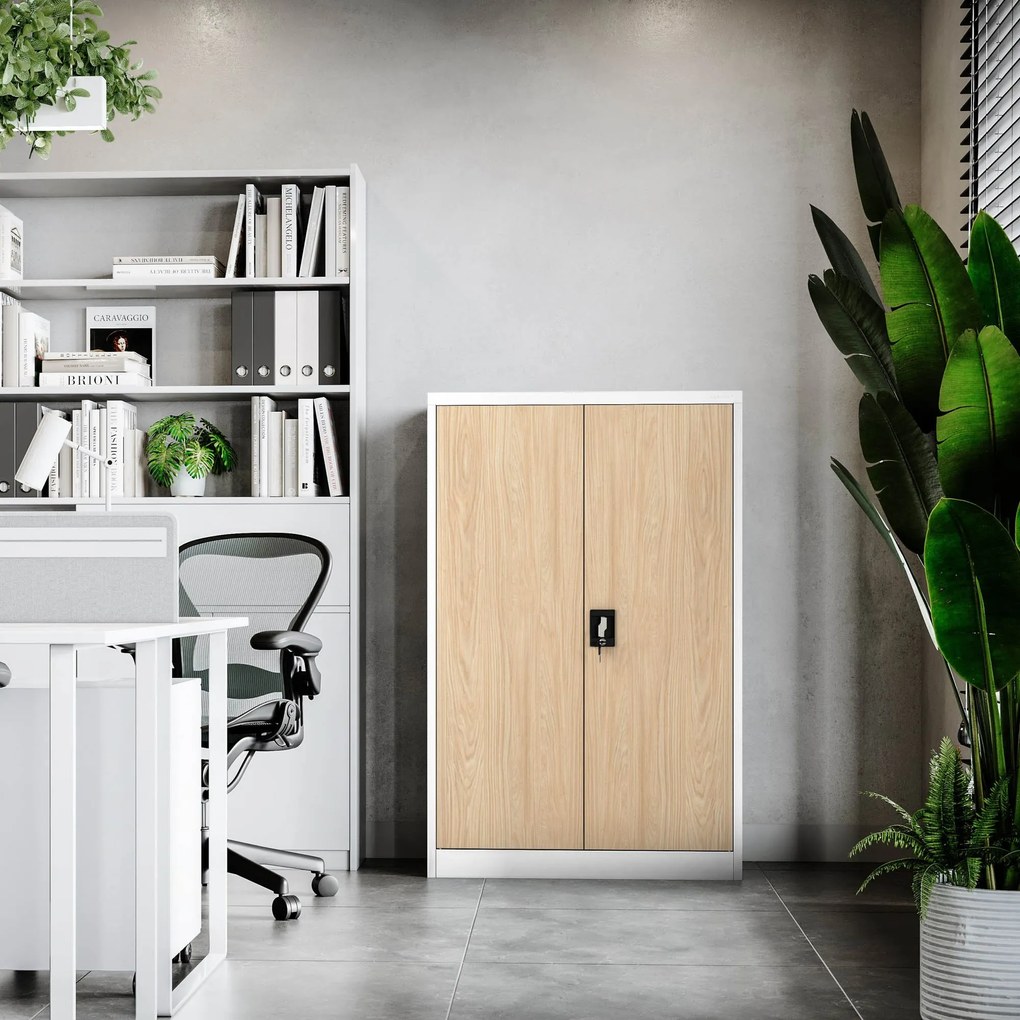 Szekrény KEVIN, 900 x 1400 x 400 mm, Eco Design: fehér/ sonoma tölgy