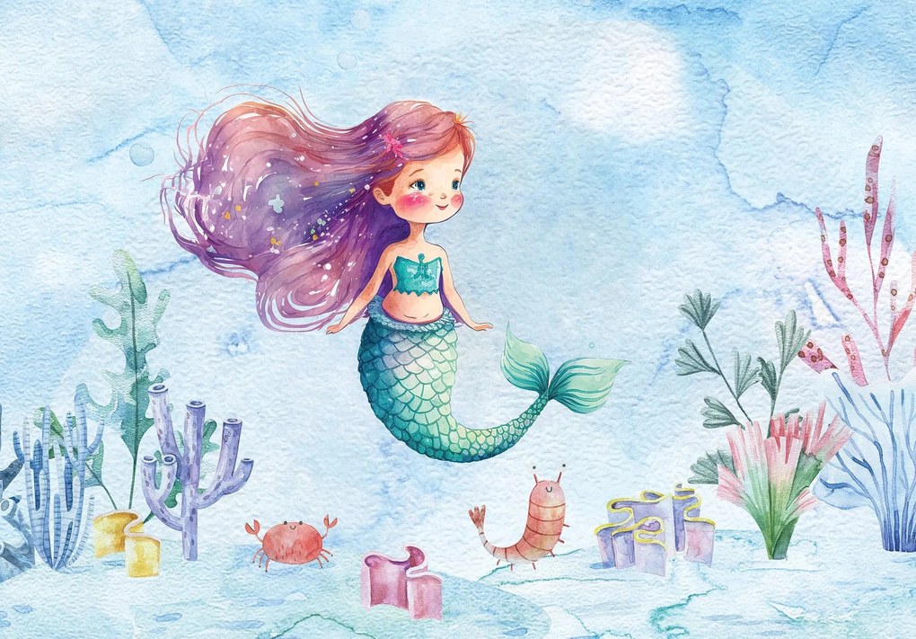 Fotótapéta gyerekeknek Hableány halak a flizelinen Ragasztó Ajándék 368 x 254