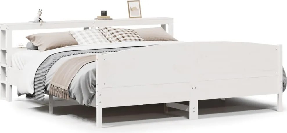 vidaXL fehér tömör fenyőfa ágy matrac nélkül 200 x 200 cm