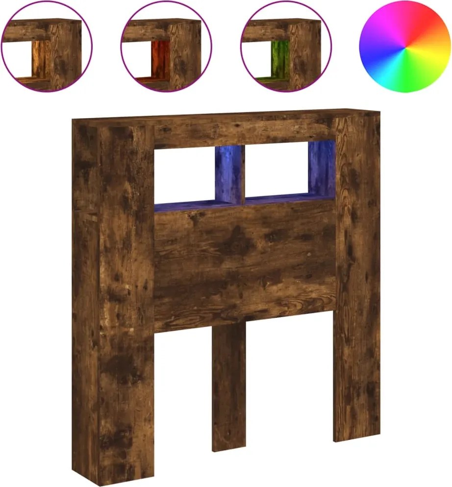 vidaXL sonoma tölgy színű szerelt fa LED-es fejtámla 100x18,5x103,5 cm