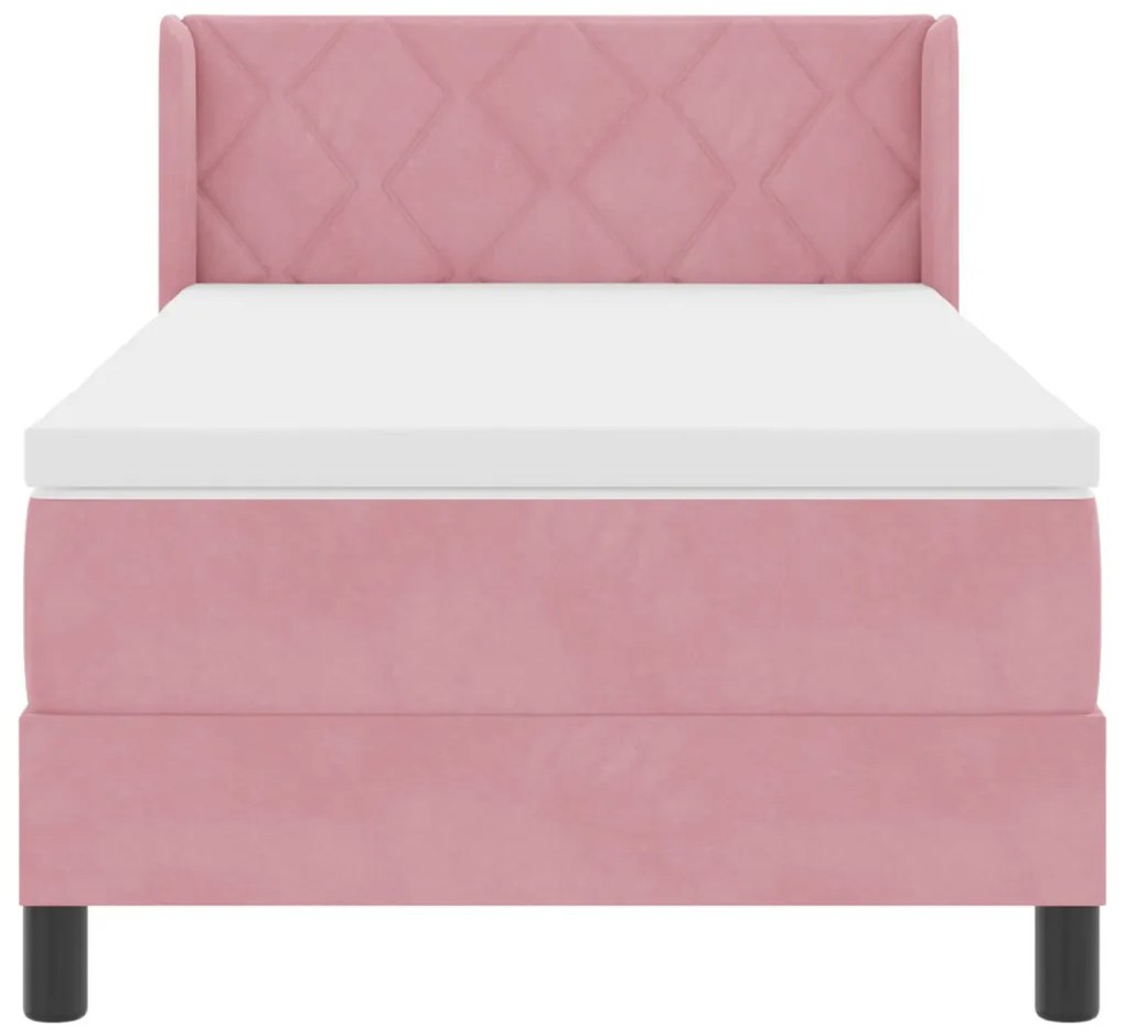 Boxspring Ágy Mattal Rózsaszín 90x200 cm Bársonyos