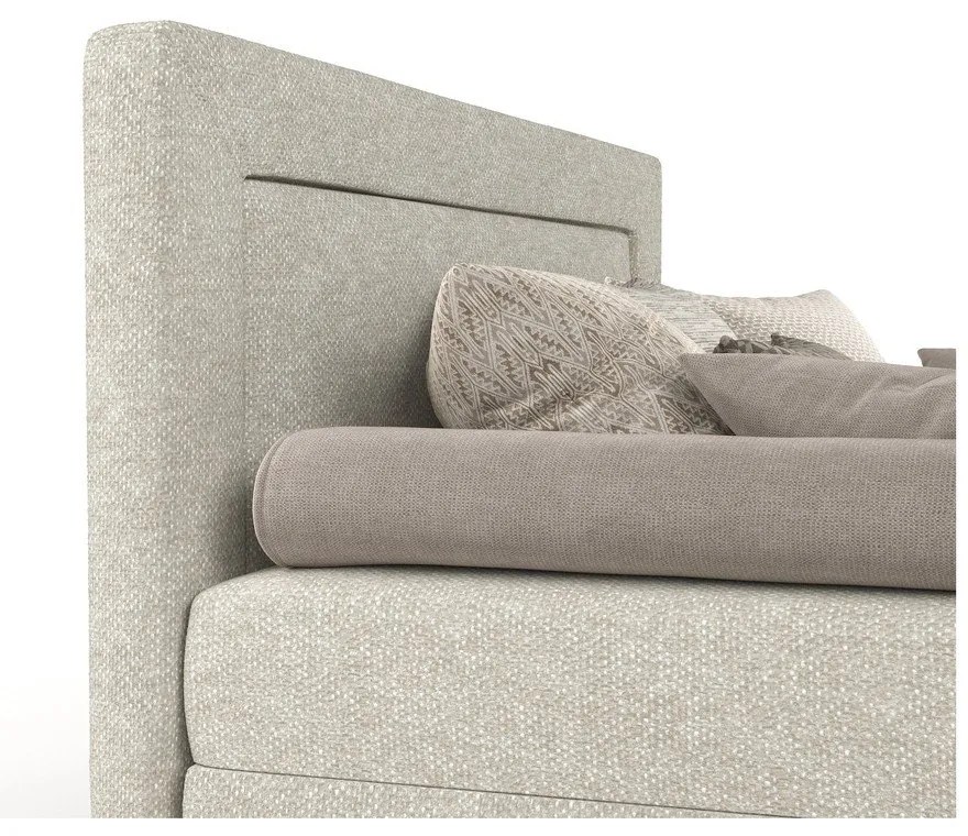 Szürkésbézs kárpitozott egyszemélyes ágy 80x200 cm Alba – Maison de Rêve