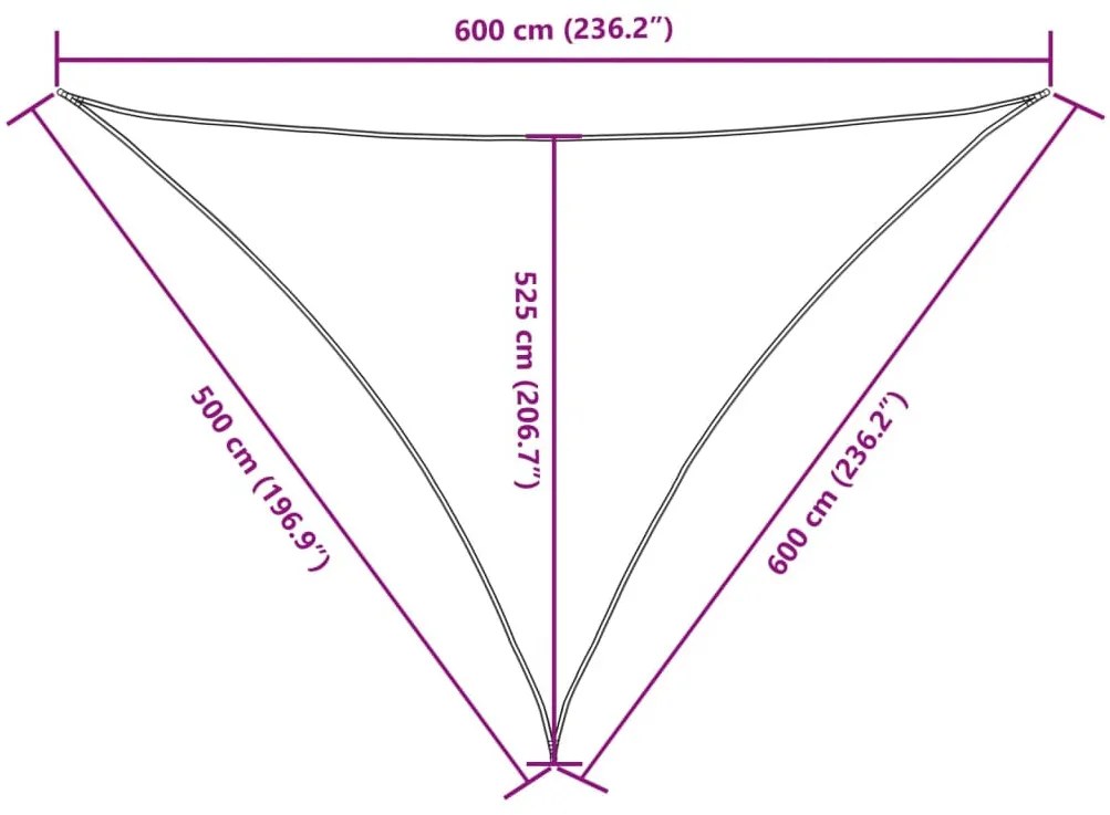 terrakotta háromszög alakú oxford-szövet napvitorla 5 x 6 x 6 m