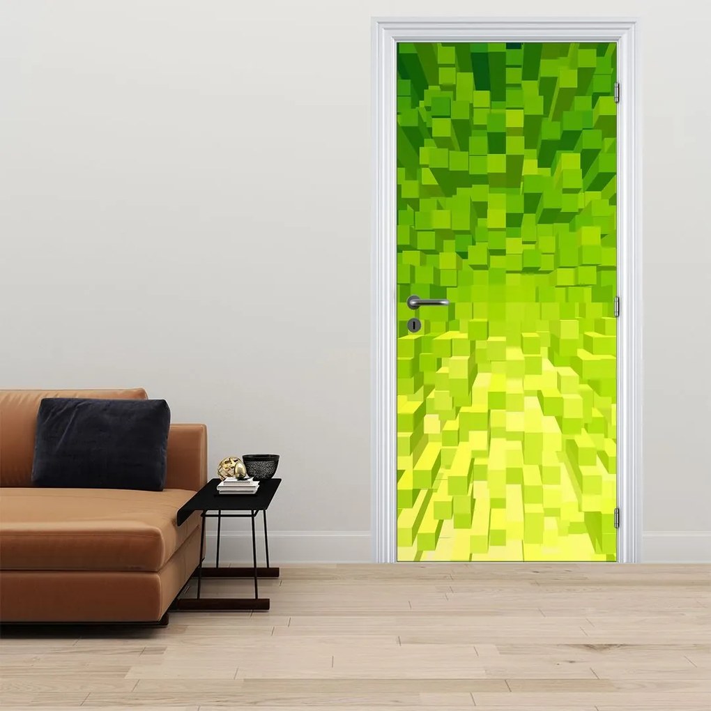 Fotótapéta ajtóra - Sárga kockák (95x205cm)