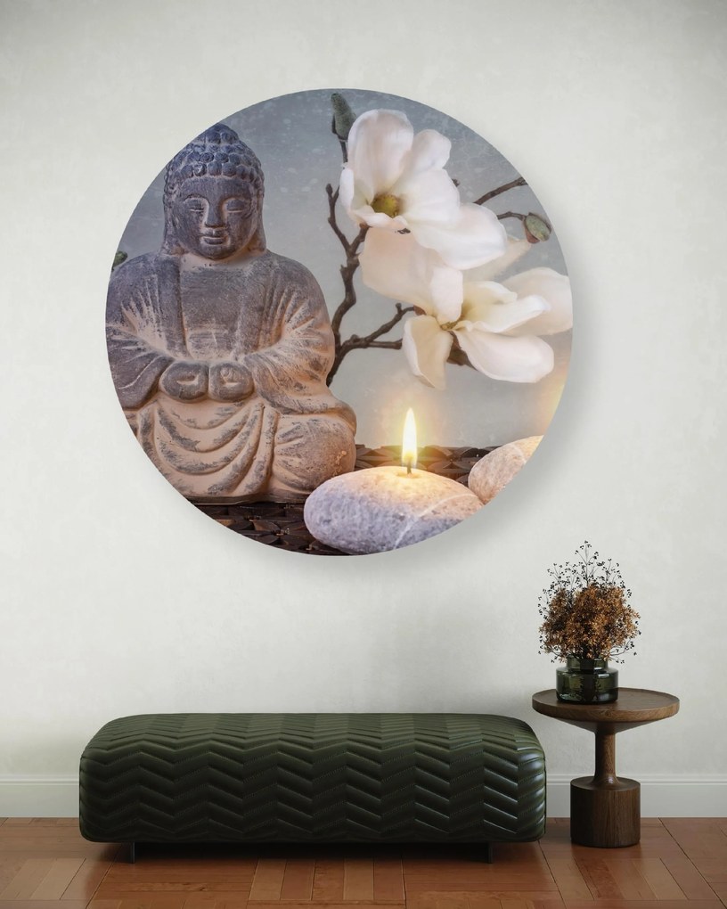 Gario Kerek vászonkép Buddha és gyertyák Méret: 40 x 40 cm