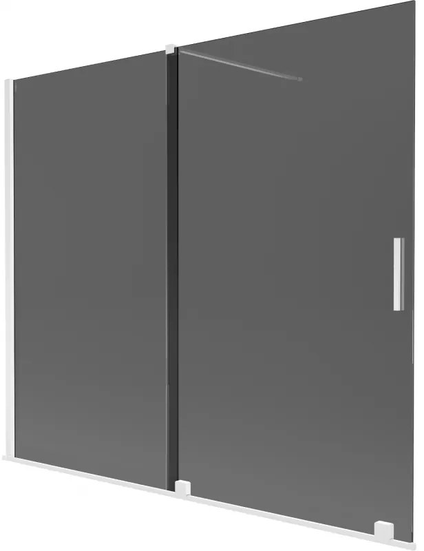 Mexen Velar, 2 szárnyas eltolható kádparaván 180 x 150 cm, 8mm szürke üveg, fehér matt, 896-180-000-41-20