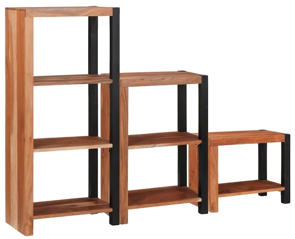 Könyvespolc 3 pcs Barna 50 x 30 x 110 cm Tömör akácfa