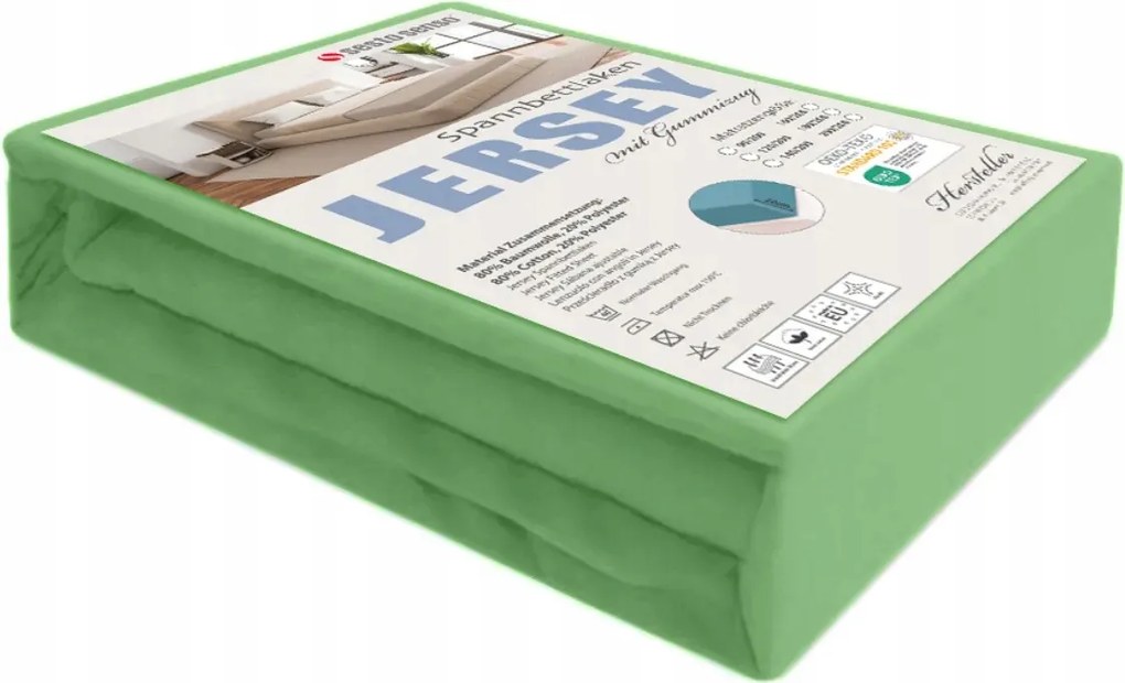 Jersey gumis lepedő világos zöld 140x200 cm