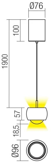 Redo 01-3551 - LED Csillár zsinóron AVES LED/12W/230V átm. 9,6 cm CRI 90 antracit