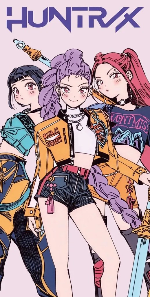K-pop Démonvadászok Rebel Girls fürdőlepedő, strand törölköző 70x140cm
