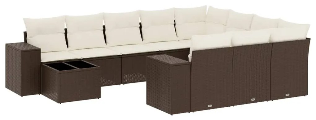 vidaXL 11 részes barna polyrattan kerti ülőgarnitúra párnákkal