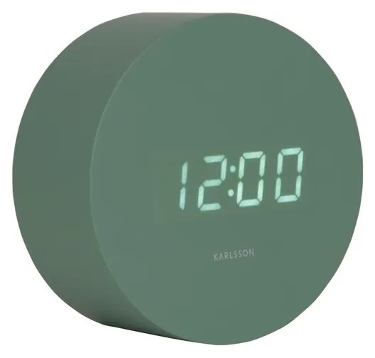 Karlsson 5981GR dizájner LED-es óra ébresztővel,zöld, 9 cm átmérőjű.