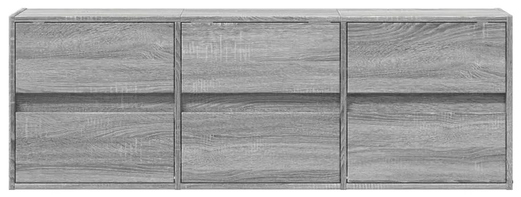 szürke sonoma színű fali TV-szekrény LED-del 130x31x45 cm
