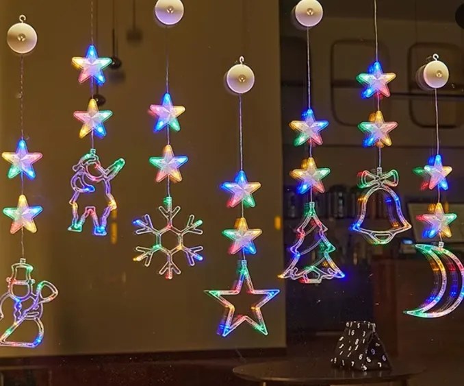 Elemes Led Karácsonyi Lámpák Tapadókoronggal Az Ablakokhoz Különböző