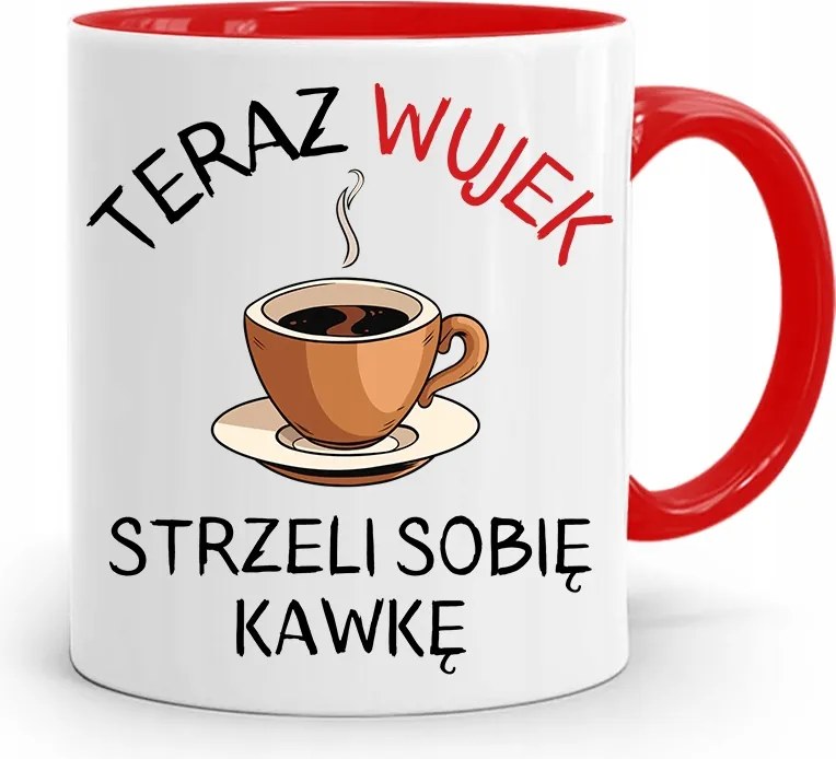 Piros Bögre Nagybácsinak, Kávéval, fényképes nyomattal