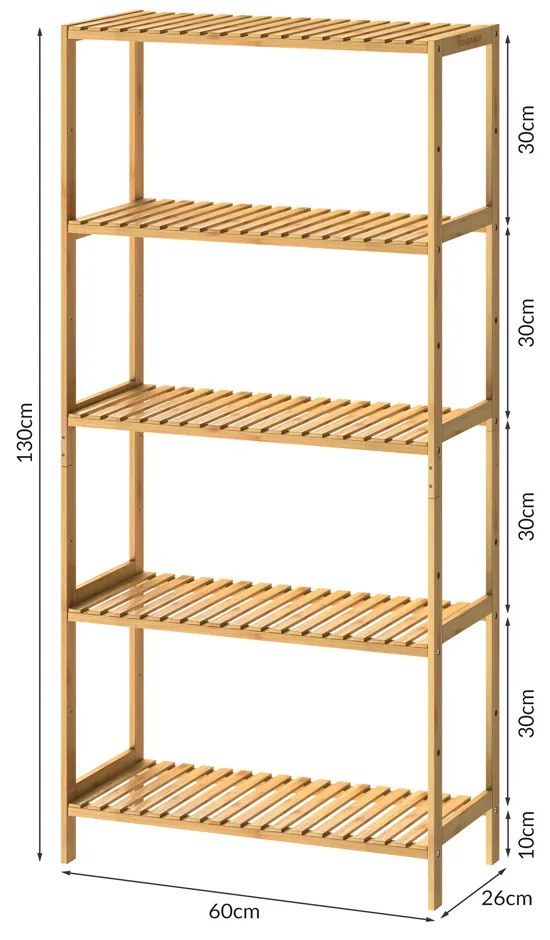 Casaria® Bambusz polc 130x60x26 cm