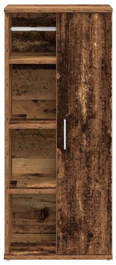 antik fa színű fürdőszobaszekrény tekercstartóval 39x22x90 cm