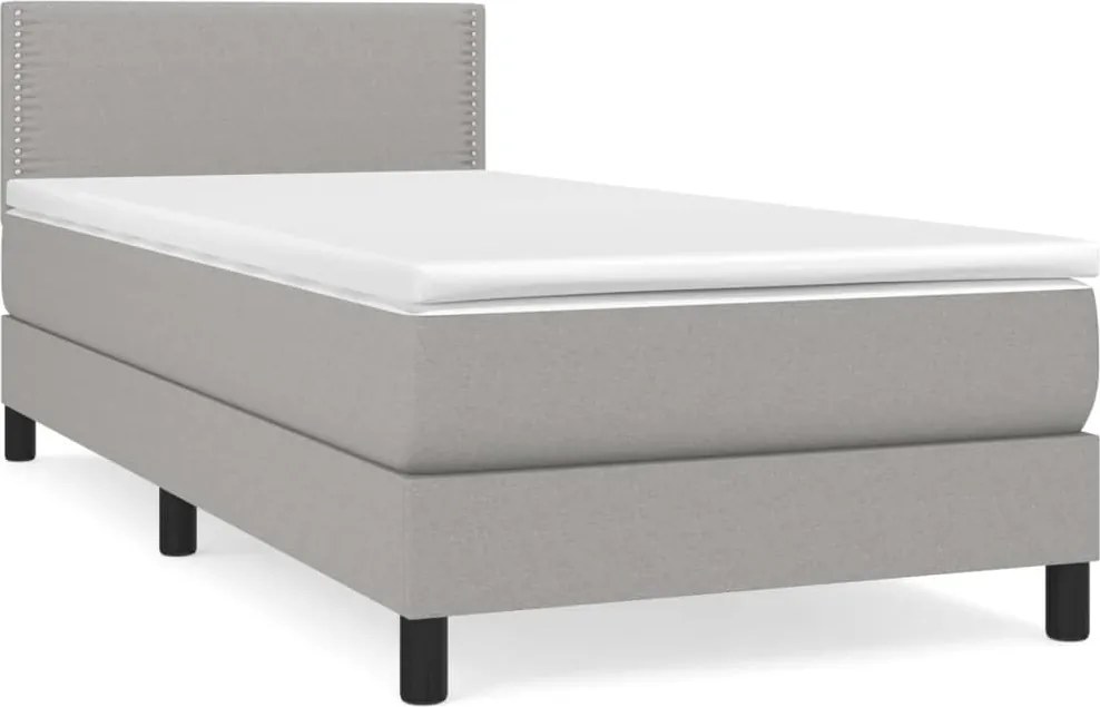 vidaXL világosszürke szövet rugós ágy matraccal 100 x 200 cm