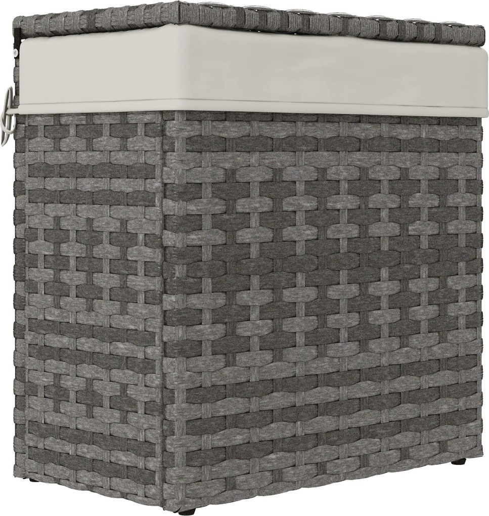 Outsunny PE Rattannal készült Kerti Tároló Box, Kültéri Tároló Pad Non-slip Lábakkal és Vízálló Béléssel, 57x34x62cm, Szürke és Bézs | Aosom