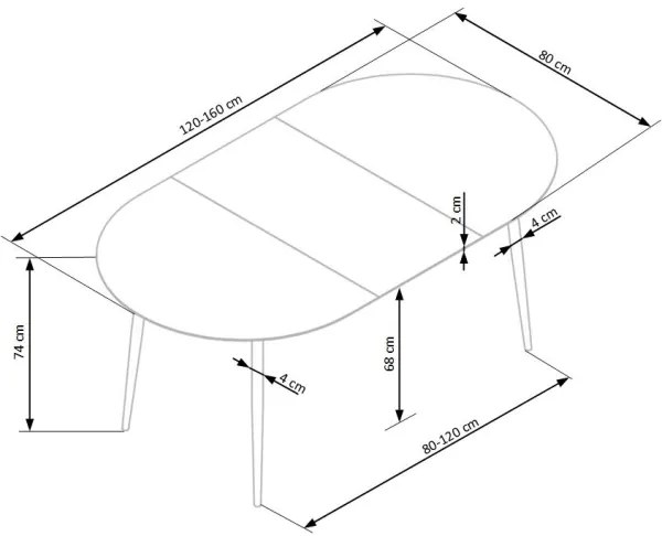 BALNOR étkezőasztal tölgy/fekete