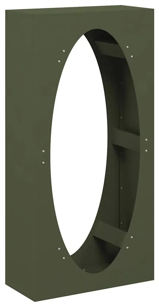 olívazöld hidegen hengerelt acél tűzifatároló 50x23x100 cm
