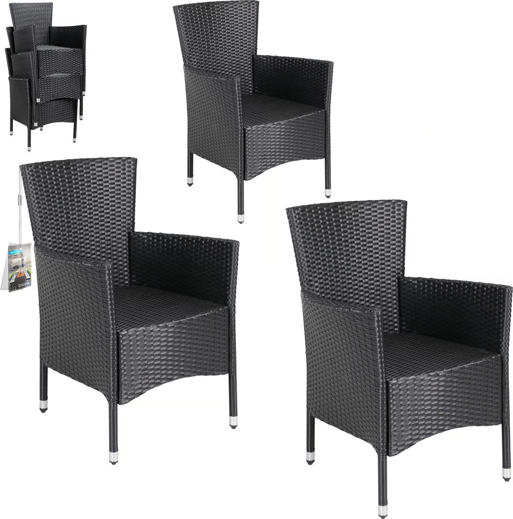 Deuba Rattan fotel 3 db - fekete