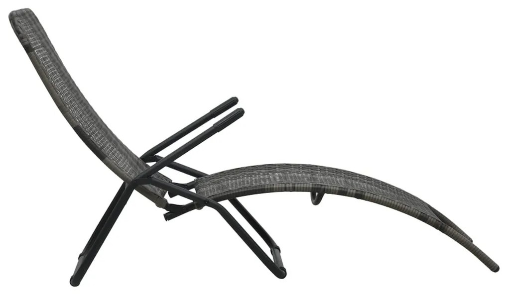 Szürke összecsukható polyrattan napozóágy