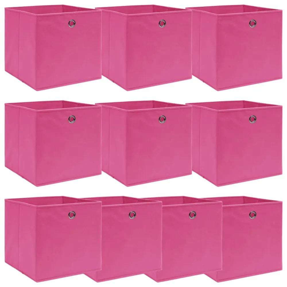 10 db rózsaszín szövet tárolódoboz 32 x 32 x 32 cm