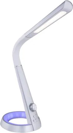 Globo 58376S Asztali lámpa fehér flexibilis szárral. USB csatlakozás, RGB színváltó funkció. Színhőmérséklet váltás 4000/6500/3000K, MxSzxH:343x183x640, tartozék: 1xLED 8W 230V, 45-460lm