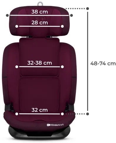 KINDERKRAFT - Autósülés ONETO 3 i-Méret (76-150 cm) + Isofix Cherry pearl