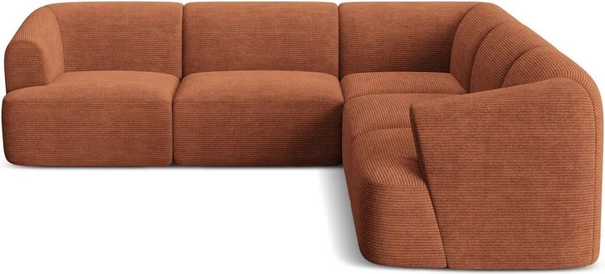 Terrakotta színű kordbársony sarokkanapé Campi – Cosmopolitan Design