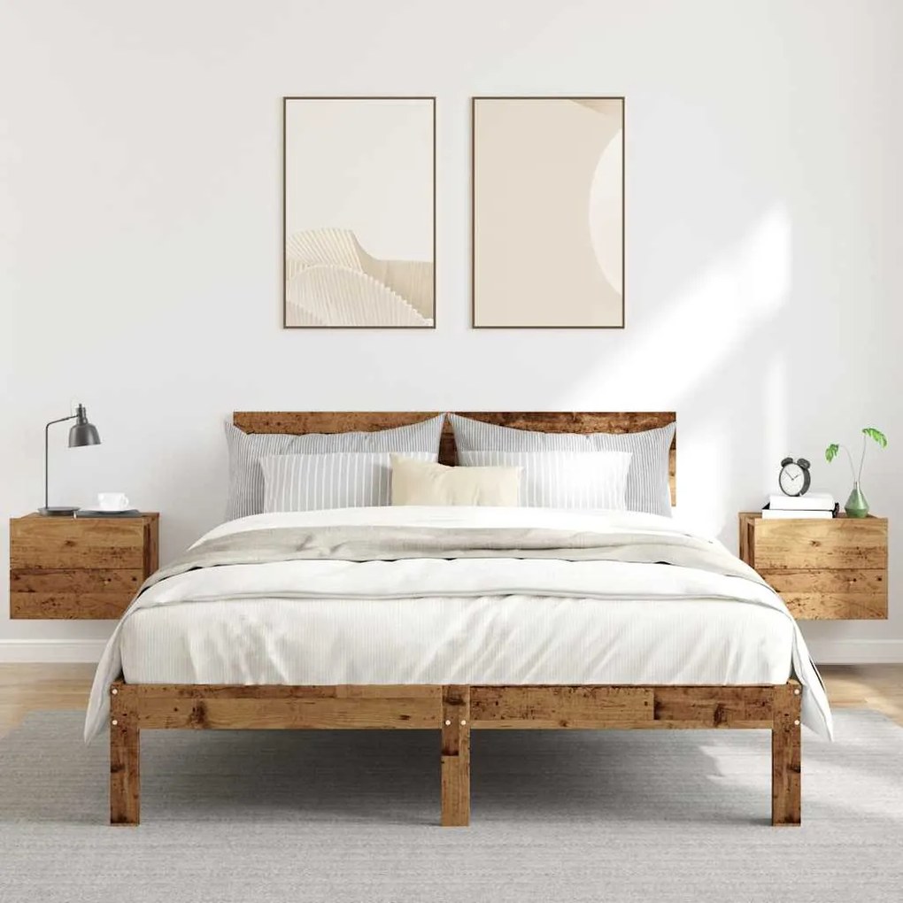 2 db kézműves tölgy falra szerelhető éjjeliszekrény 40x32x30 cm