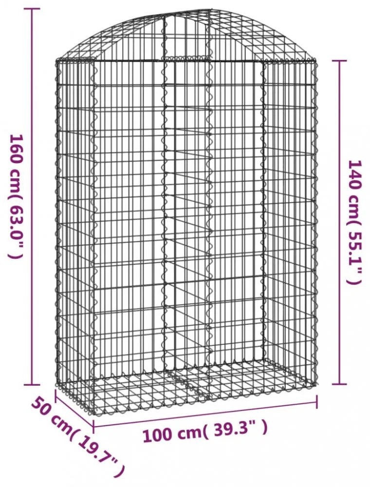 íves horganyzott vas gabion kosár 100x50x140/160 cm