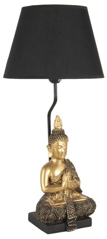 Asztali lámpa arany Buddha szoborral fekete burával 60 cm