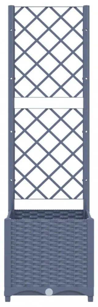 kék-szürke kerti virágláda ráccsal 40 x 40 x 136 cm PP