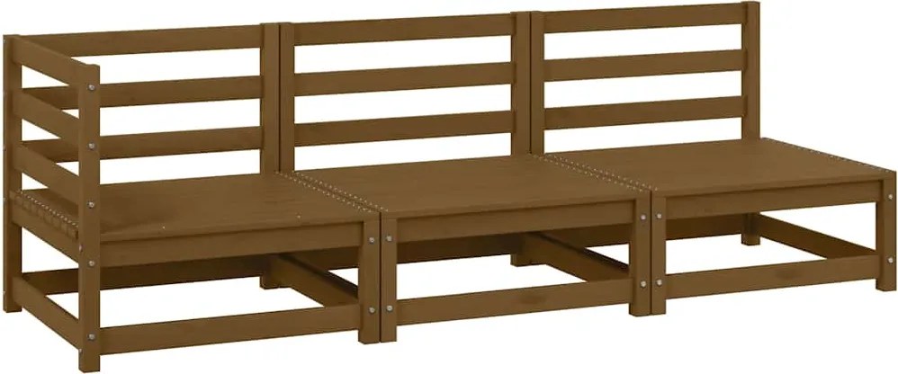 vidaXL 3 részes mézbarna tömör fenyőfa kerti ülőgarnitúra