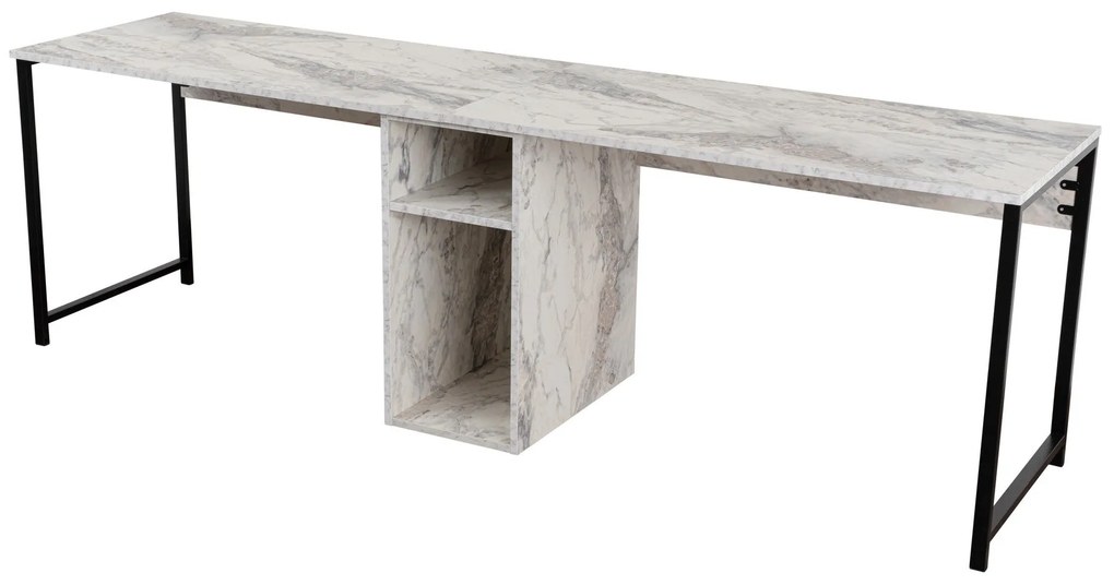 Íróasztal Twin Study Desk - Freesia Marble, Fekete