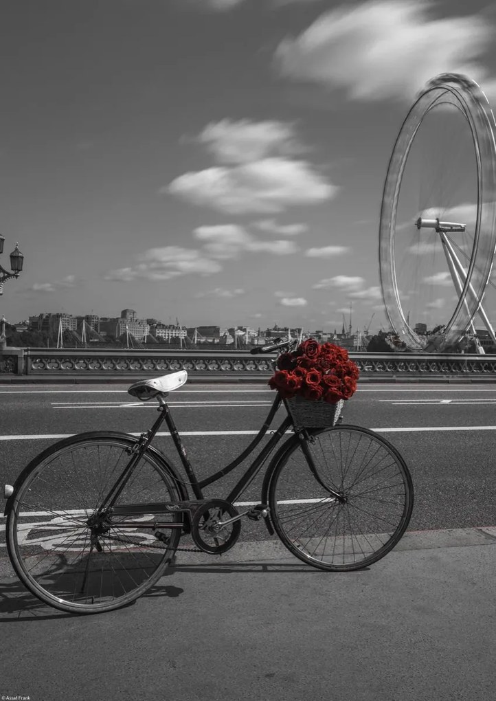 Poszter 29,7x42cm Kerékpár virágcsokorral a Westminster hídon Londonból