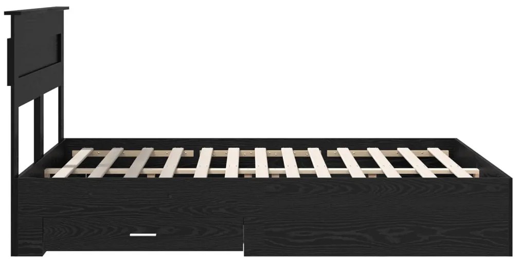 vidaXL Ágykeret fejtámlával fiókkal Fekete tölgy 140 x 190 cm Faanyag