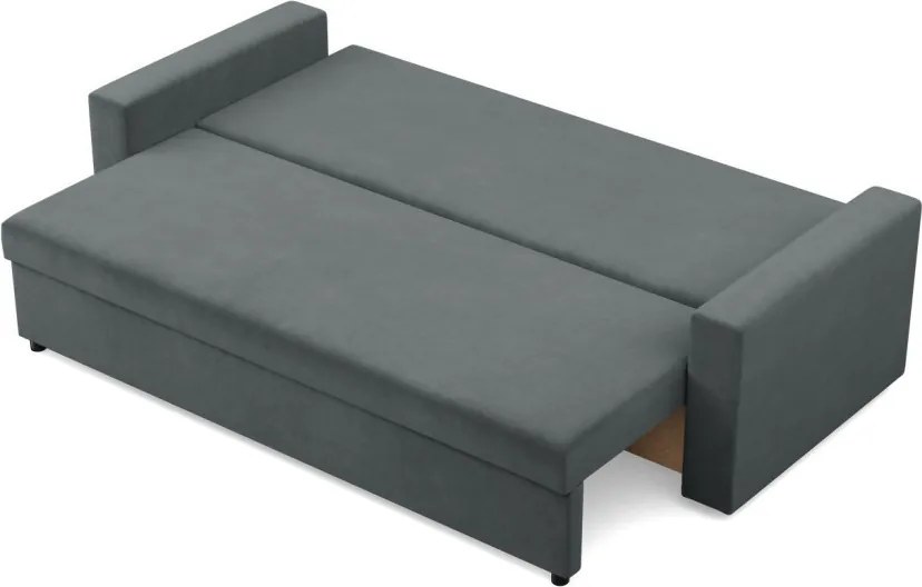 Zeus kanapéágy, bársony, hab töltet, egyenes kartámasz, szürke